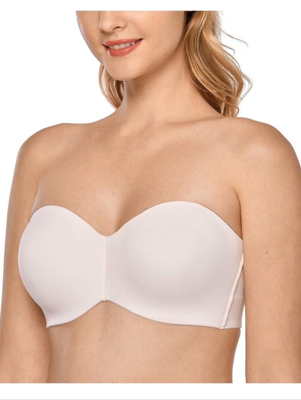 Delimira Strapless Unlined Underwire Minimizer P/S Support Bra, 34D, Rose White
